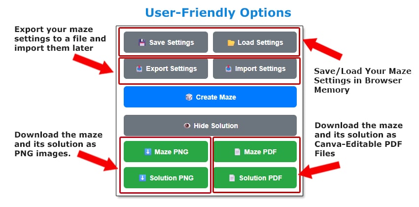 Advanced maze generator settings for customized puzzle creation